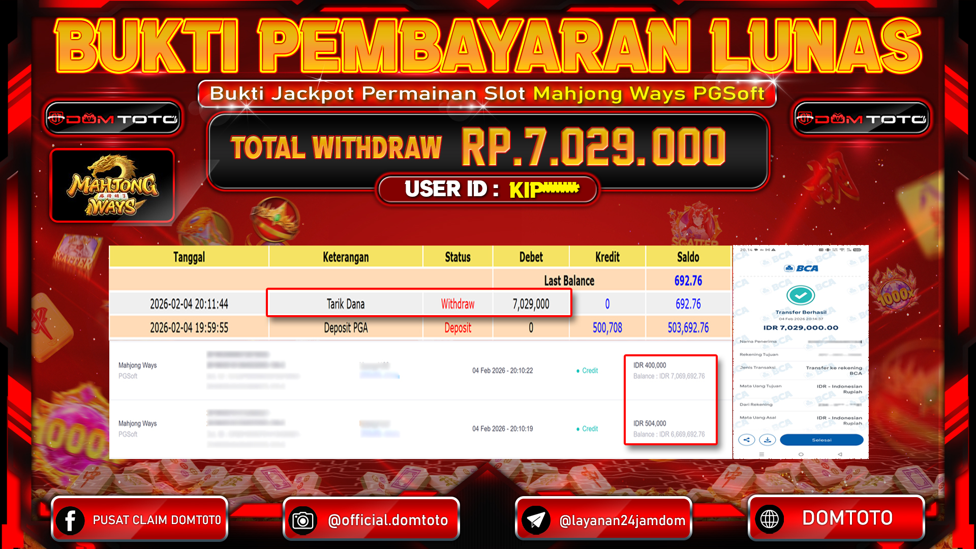 JACKPOT SLOT Mahjong Ways PGSoft 04 FEBRUARI 2026